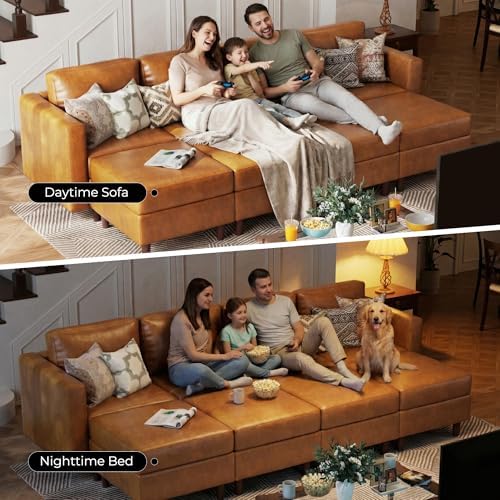 ABCASA 118.5" Faux Leather Luxury Modular Sleeper Sofa Bed - Image 6