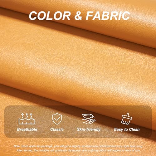 Hobestluk Bean Bag Chair Leather Togo Chair Memory Foam Living Room Adult - Image 4