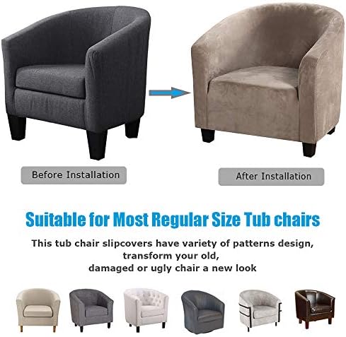 MIFXIN Tub Chair Slipcover Velvet High Stretch Club Chair Cover Spandex Elastic - Image 4