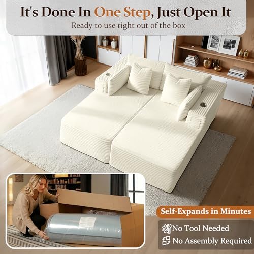 72" Cloud Sectional Couch, Comfort Sleep Sofa - Image 3