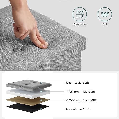 SONGMICS Ottoman Storage Bench, 35 Gal. Folding Chest, Holds 660 lb - Image 7