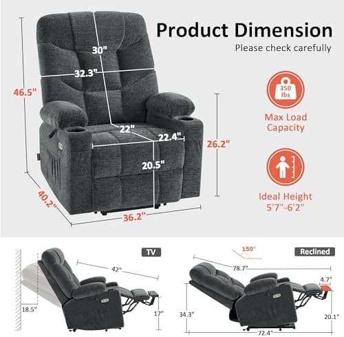 MCombo Power Lift Recliner for Elderly, Fabric 7283 - Image 3