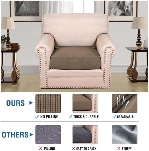 H.VERSAILTEX Super Stretch Individual Seat Cushion Covers Sofa Covers Couch - Image 2