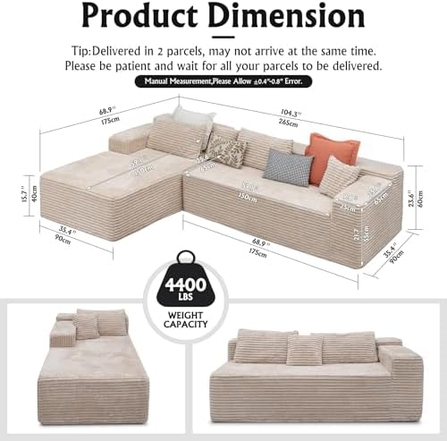 Boneless Couch Modular Sectional Sofa Cloud Couch - Image 2