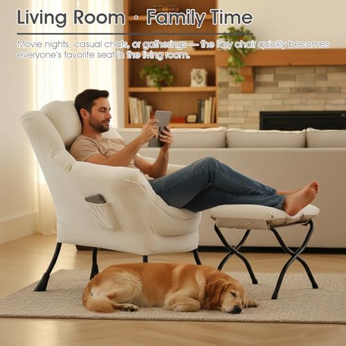 Lazy Chair with Ottoman, Comfy Reading Chair - Image 5