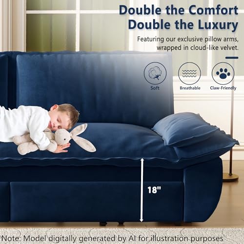 70.1" Sleeper Sofa Bed Queen Size, Pull Out Convertible Velvet Couch - Image 6