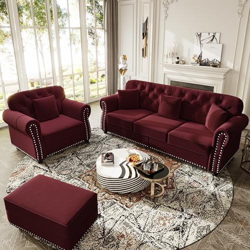 GDFStudio 3-Piece Velvet Sofa Set by GDFStudio