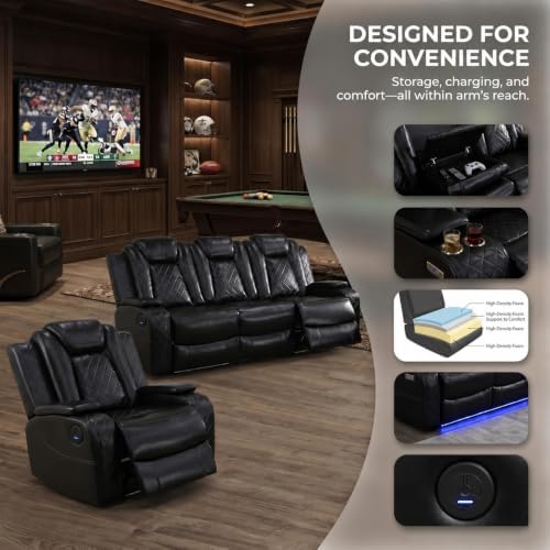 4-Piece Leather Power Recliner Sofa Set - Image 5