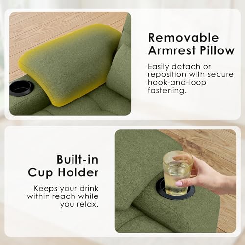 58'' Convertible Sofa Bed with USB Charger and Cup Holders, Teddy Fabric - Image 6