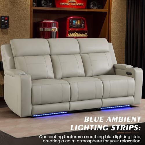 Dual Motor Power Reclining Sofa, Breathable Leather Reclining Couch - Image 3