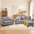 Convertible Sectional Sofa Set, Linen 3 Seater Sofa and Loveseat Set by Portaforta