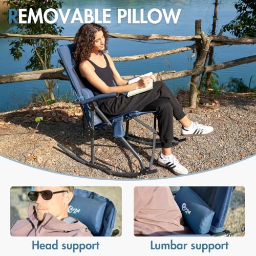 Portal Oversized Folding Rocking Camping Chair Portable Outdoor 400 lb Blue - Image 5