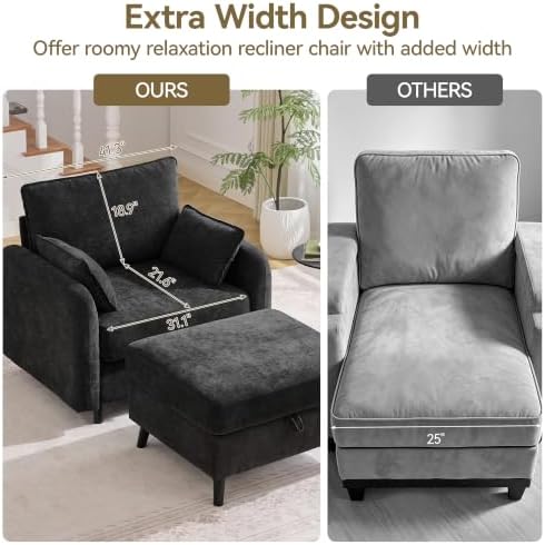 Accent Chair with Ottoman, Storage Reading Chair - Image 6