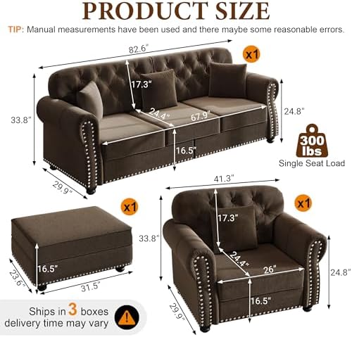 2-Piece Velvet Chesterfield Sofa Set - Image 2