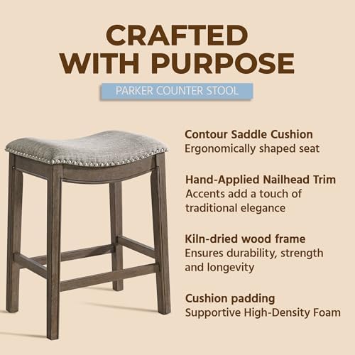 ROME + OAK Parker 26 Inch Counter Stool, Backless Saddle - Image 5