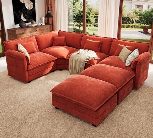 ELUCHANG 114" Oversized V Shaped Modular Sectional Sofa, Comfy Cloud Couch by ELUCHANG