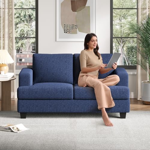 COPIAE 63 Inch Sofa with Extra Deep Seats Oversize, Linen Fabric 2 Seater Sofa - Image 6