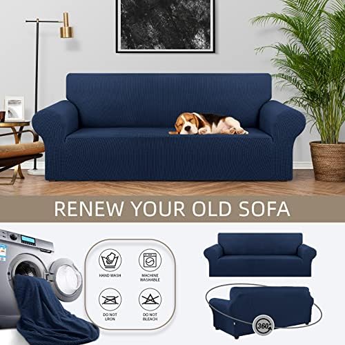 KEKUOU Stretch Couch Covers for Sofa, 3 Cushion Couch Slipcover - Image 3