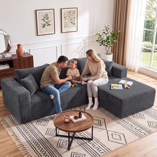 92.5" Boneless Couches for Living Room, L Shaped Modular Sectional Sofa - Image 3