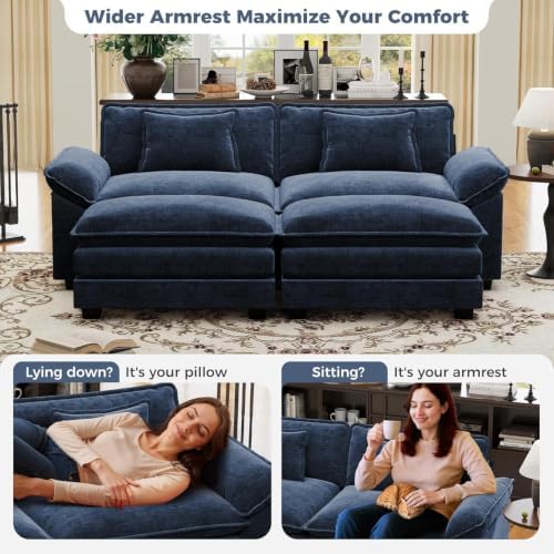 CDCASA 86" Modular Sectional Sofa, Comfy Cloud Couch w/ 2 Movable Ottoman - Image 6