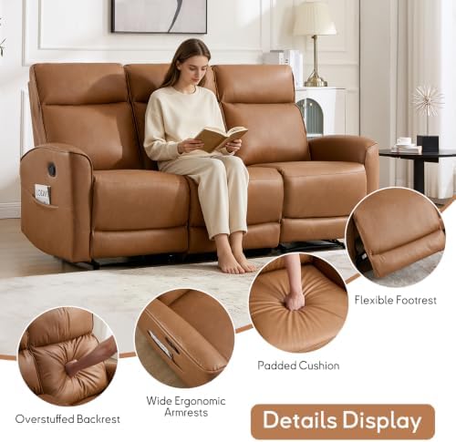 ANJ 2-Piece Premium Faux Leather Manual Reclining Sofa Set, Include 2 Loveseat - Image 6