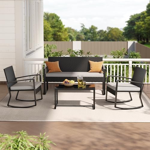 Ahomly 4 Piece Outdoor Patio Furniture Set, Wicker Patio Furniture - Image 4