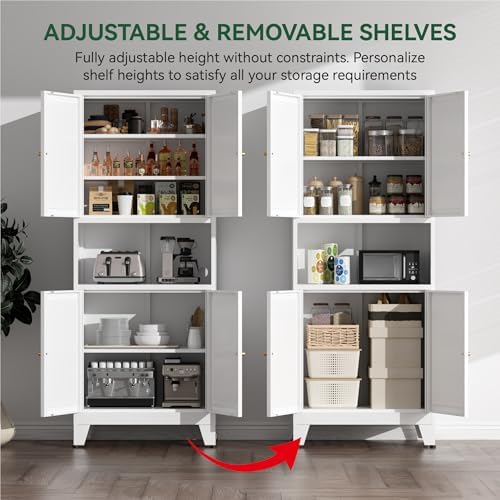 COFaR 69" Pantry Cabinet, Metal Storage Cabinet - Image 5