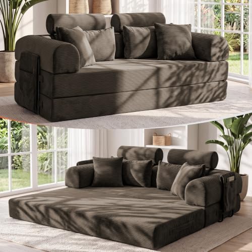 79" Memory Foam Sofa Bed, High Headrest Convertible Futon Boneless Couch by KSTNLUXQ