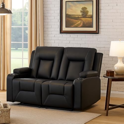 LUCKLIFE Faux Leather Recliner Sofa Set, Manual Living Room Furniture Sets - Image 4