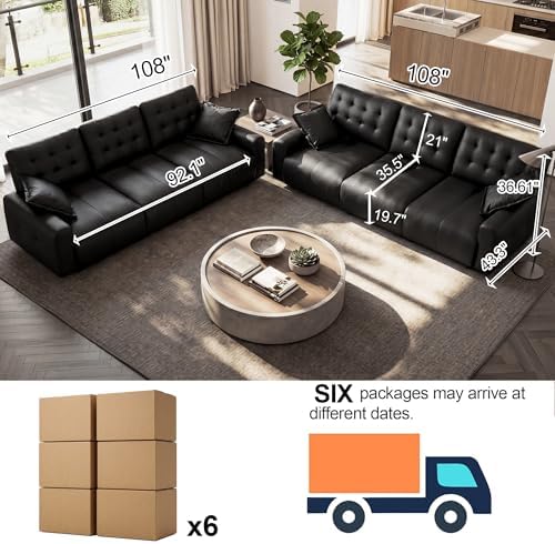 Oversized Sectional Leather Couch - Image 2