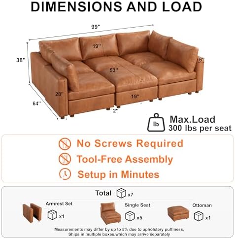 99'' Faux Leather Modular Sectional Sofa Bed Sleeper - Image 2