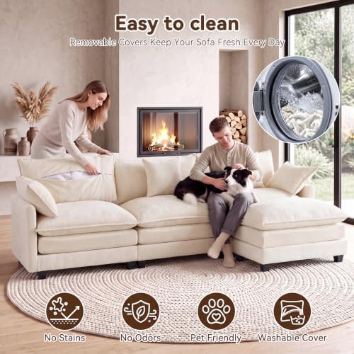 111.4" L‑Shaped Cloud Sectional Sofa Couch, Reversible Chaise - Image 6