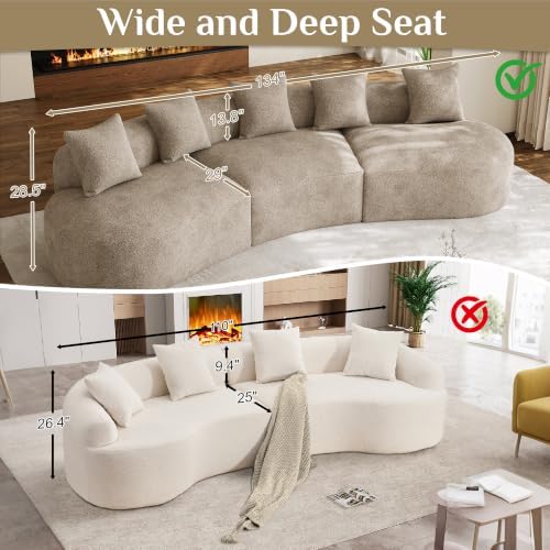134" Oversized Sectional Sofa for Living Room, Modern Luxury Plush Chenille - Image 5