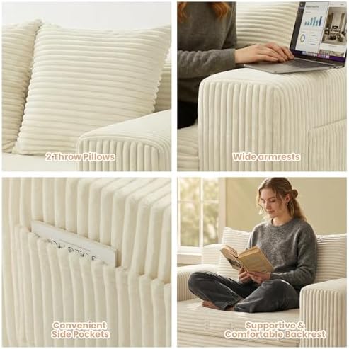 Boneless Loveseat Sofa Bed, Tri-Folding Convertible Futon Sleeper - Image 5