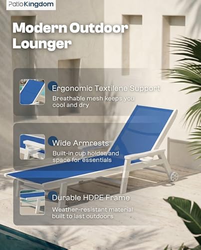 HDPE 5 Positions Chaise Lounge Outdoor Set of 4 - Image 6
