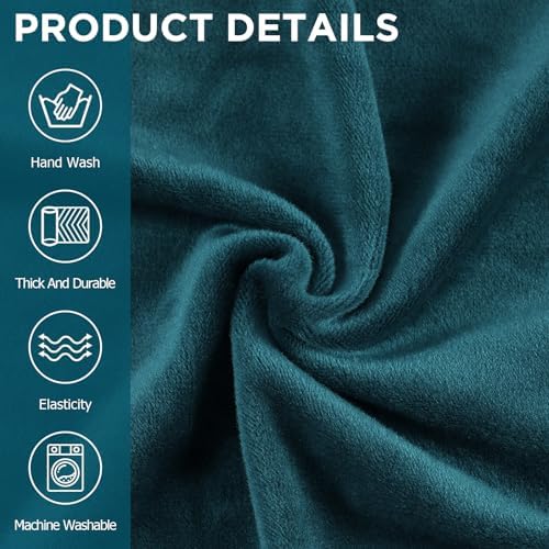 Peryiter 3 Pcs Couch and Loveseat Sofa Covers, Deep Teal - Image 5