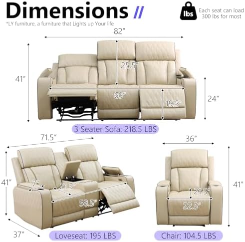 Leather Power Recliner Loveseat, Living Room Furniture Sets, Home Theater - Image 2