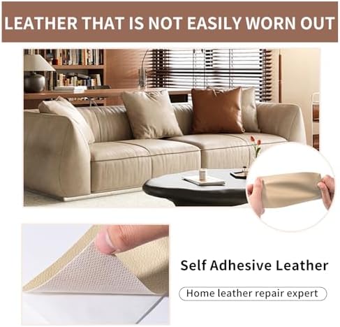 Leather Repair Patch Tape, Dark Beige 3 x 61 Inches Self Adhesive Leather - Image 5