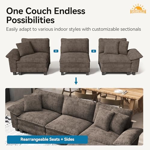SUNSHINE VALLEY 157.5" U Shaped Modular Cloud Couch Sectional Sofa Ottoman - Image 3