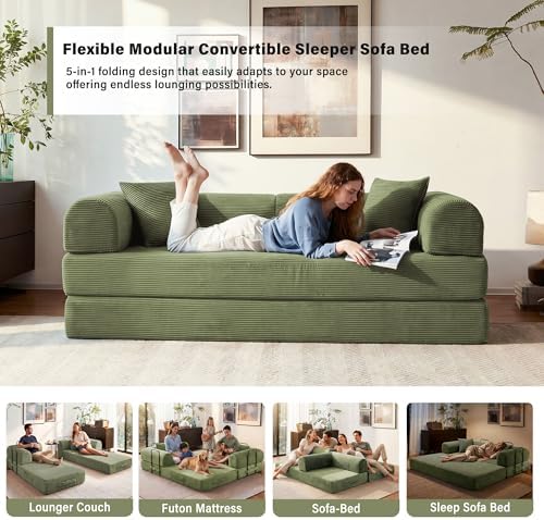 79" Convertible Sofa Bed, Boneless Sleeper Futon Couch - Image 4