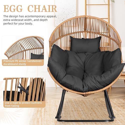 Vongrasig Wicker Rocking Egg Chair PE Rattan - Image 5