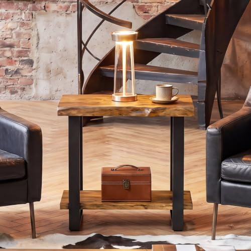 Tribesigns Solid Wood Side Table, Industrial Pine Wood Nightstand - Image 6