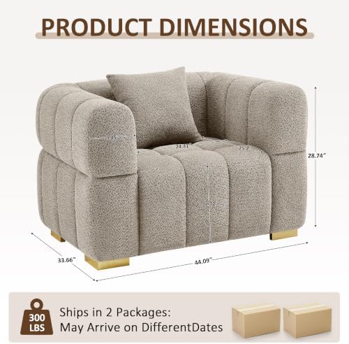 VANOMi 44.09" Oversized Accent Chair, Boucle Armchair - Image 2