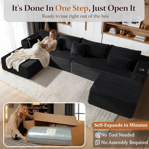 138" Cloud Sectional Couch, Comfort U Shaped Boneless Couch - Image 3