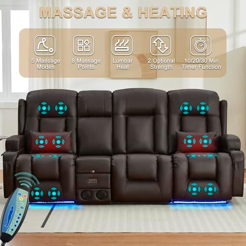 URRED Power Loveseat Recliner Sofa - Image 5