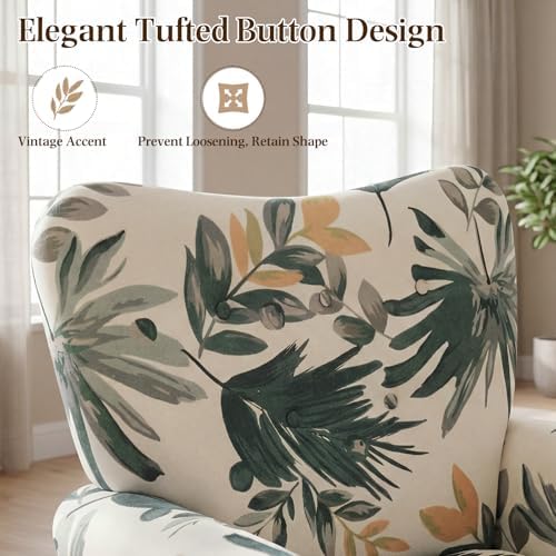 YOLENY Mid Century Wingback Arm Chair, Modern Upholstered Fabric High Back - Image 4