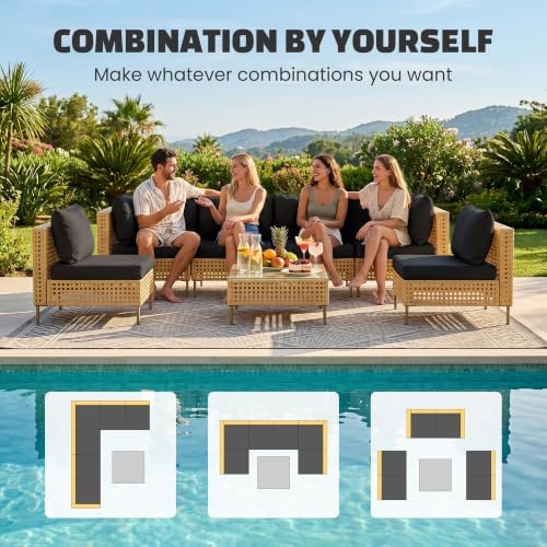LHBcraft 7-Piece Patio Furniture Set, Handmade Rattan Outdoor Furniture Set - Image 6