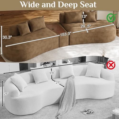 154" Oversized Sectional Sofa for Living Room, Modern Luxury Plush Chenille - Image 2