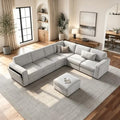 Vesgantti Modular 6-Seater Chenille L Shaped Sectional Sofa, Light Grey by Vesgantti