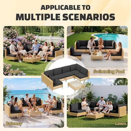 LHBcraft 7-Piece Patio Furniture Set, Handmade Rattan Outdoor Furniture Set - Image 7